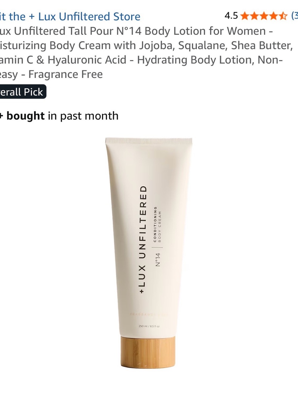 NWOT +LUX UNFILTERED N°14 Conditioning Body Cream - Cream